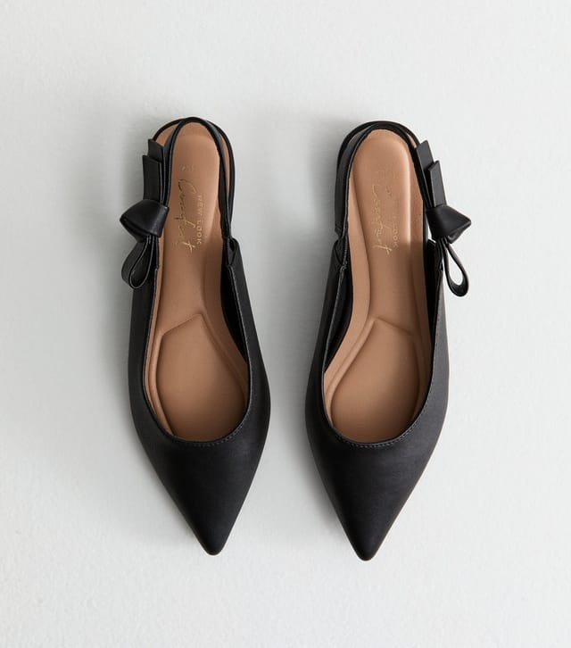 New Look Women's Black Bow Strap Slingback Pumps New Look - 3