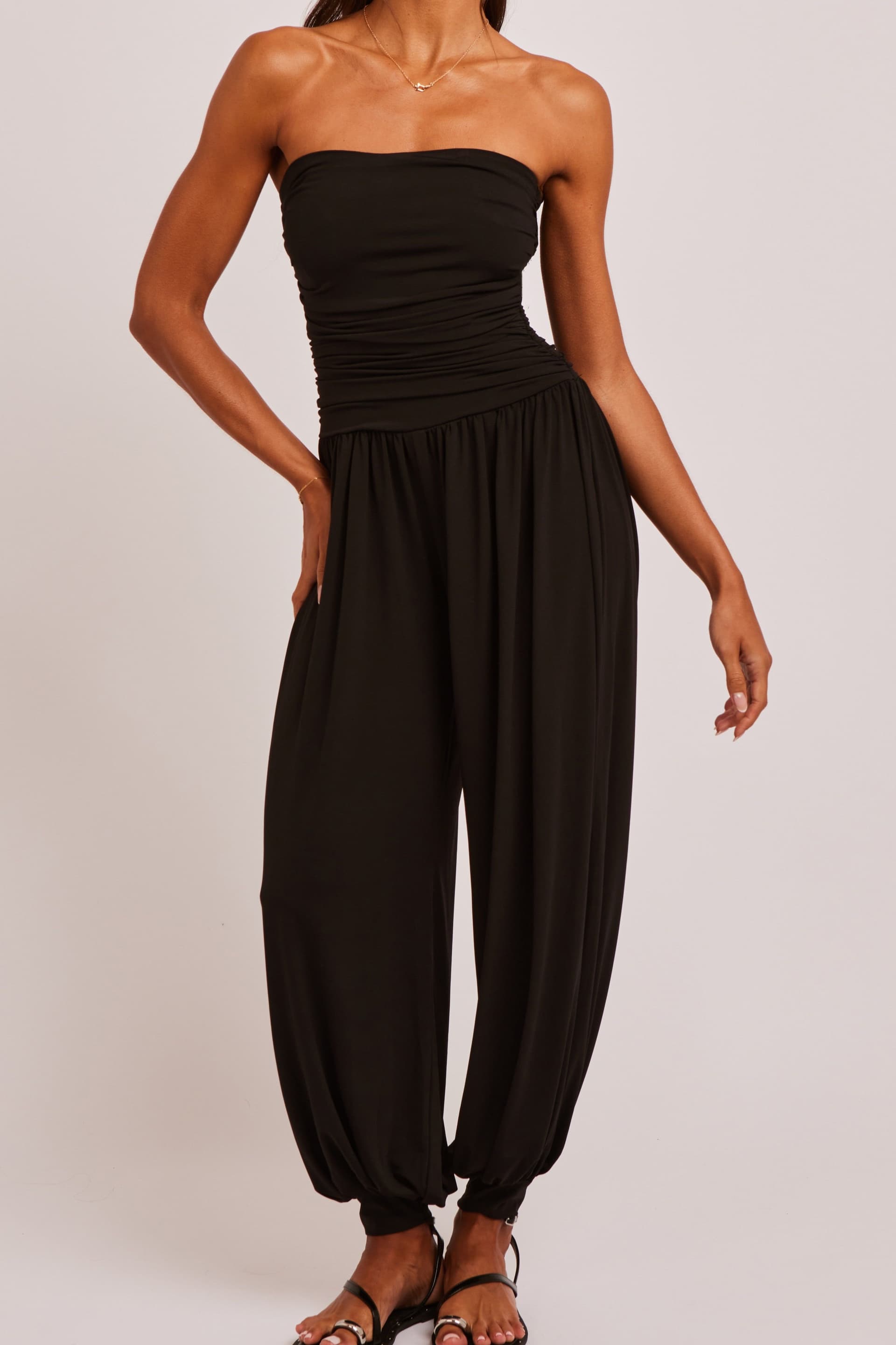 Jaded Rose Jaded Rose Women's Jump Black Strapless Balloon Leg Jumpsuit