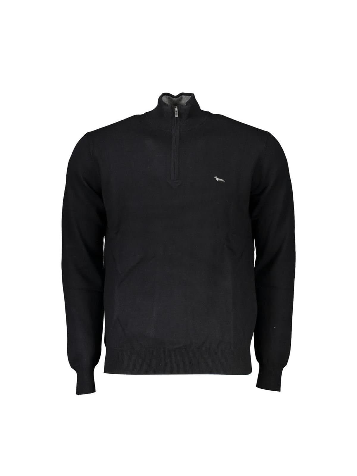 Harmont & Blaine Harmont & Blaine Men's Elegant Half-Zip Sweater with Embroidered Detail in Black