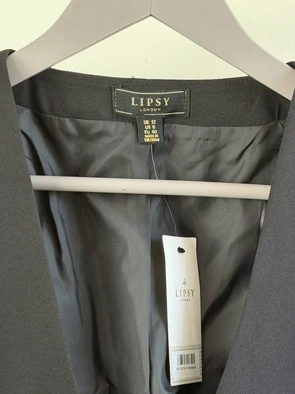 Lipsy Lipsy London Tailored Black Waistcoat UK 12 BNWT