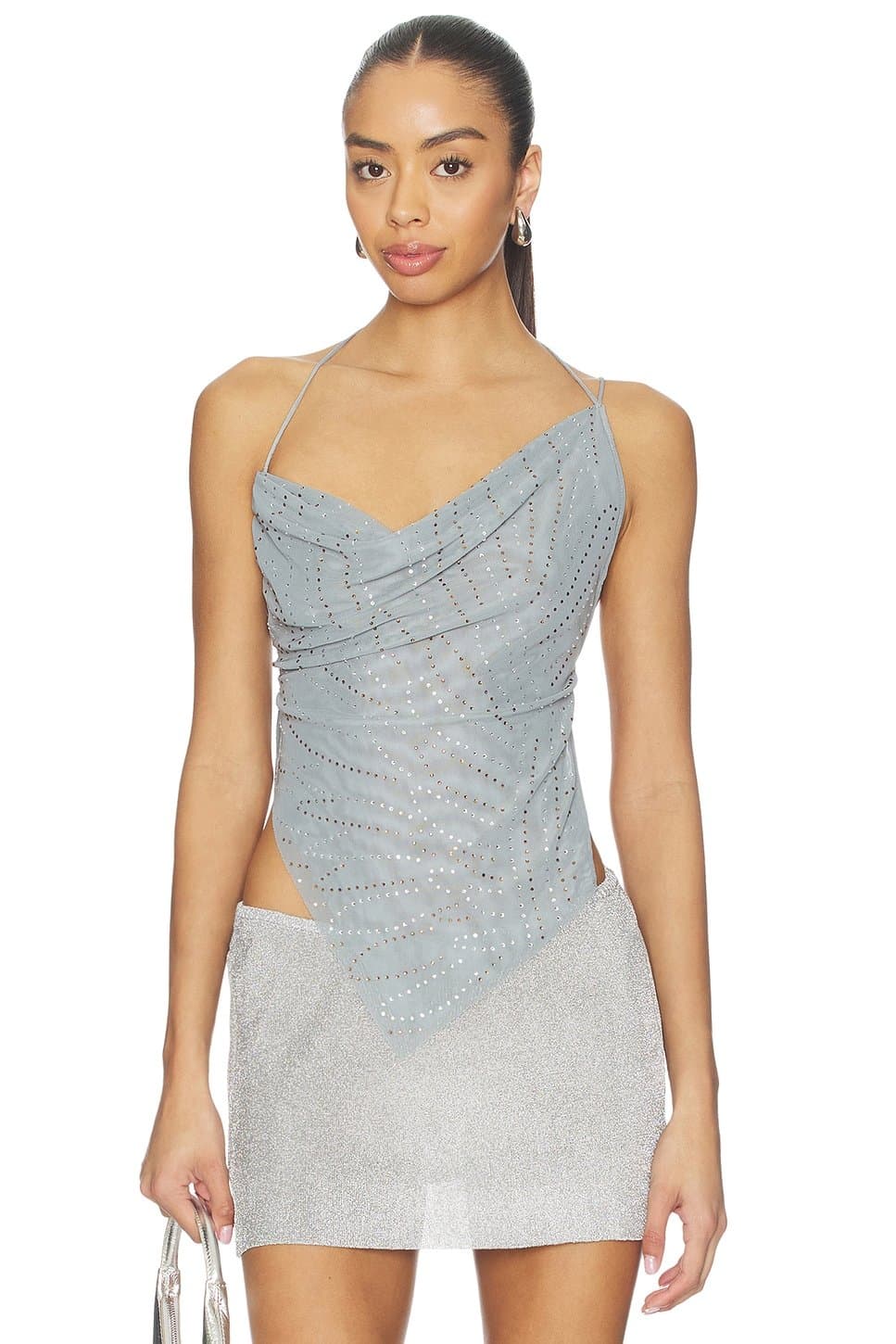 revolve Rhinestone Cowl Backless Top