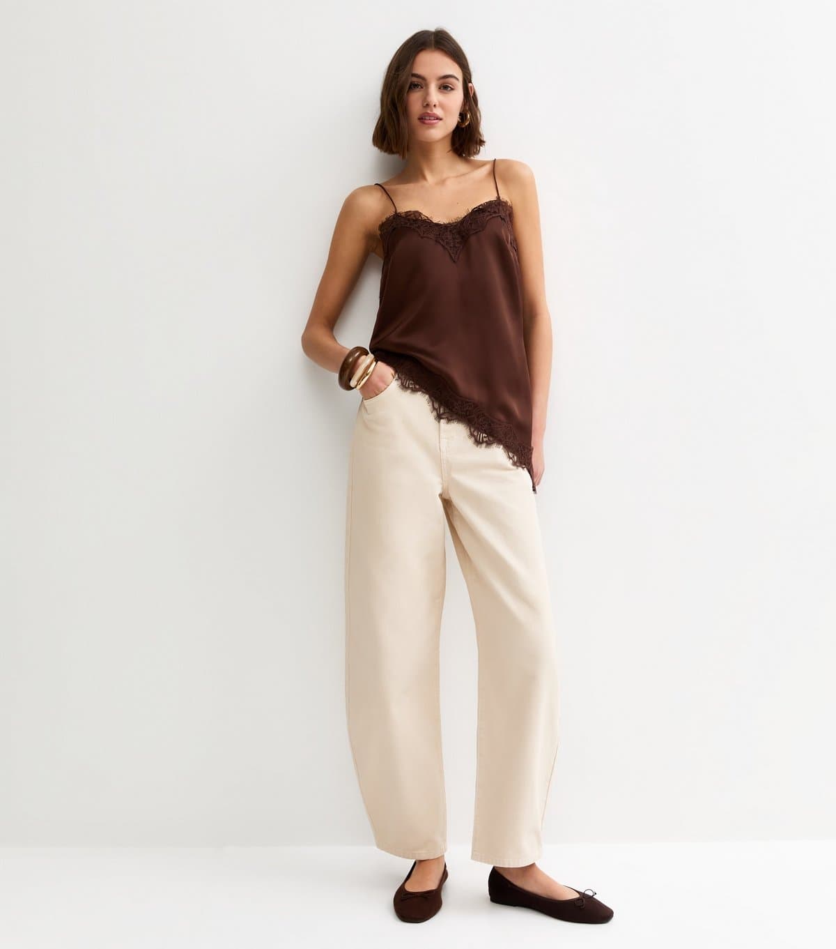 New Look Women's Off White Barrel Leg Jeans New Look