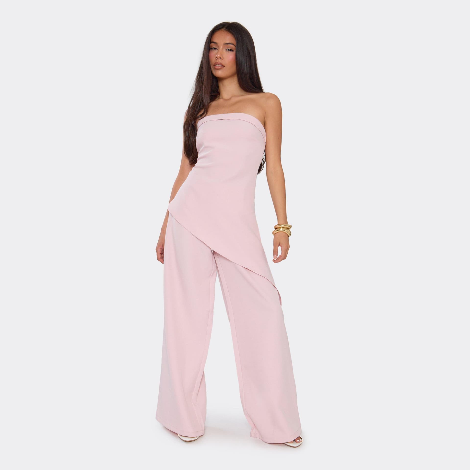 EGO Mid Rise Wide Leg Trousers In Pink., Women's Size UK 6