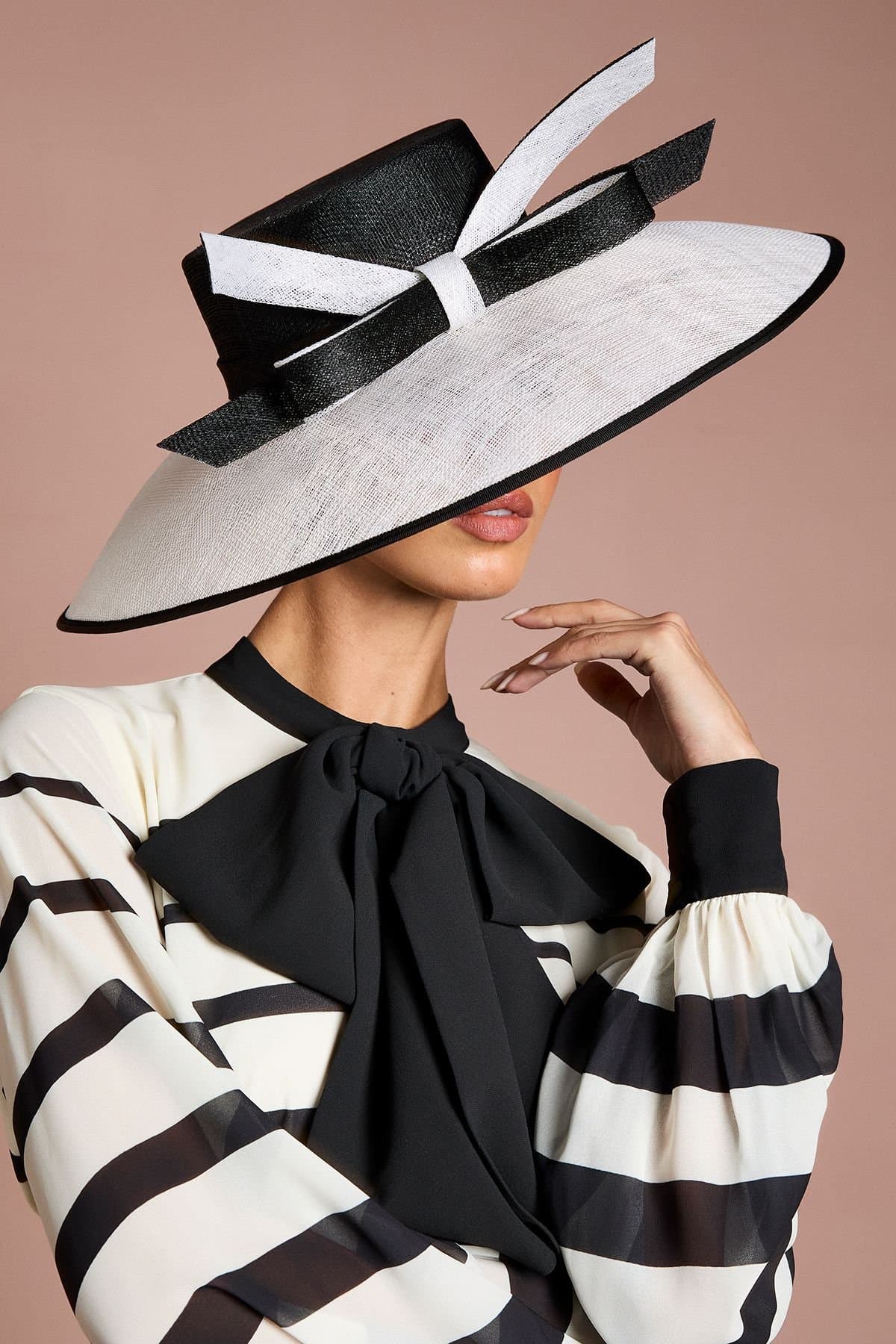 Coast Coast Women's Lisa Tan Bow Detail Wide Brim Hat in Mono