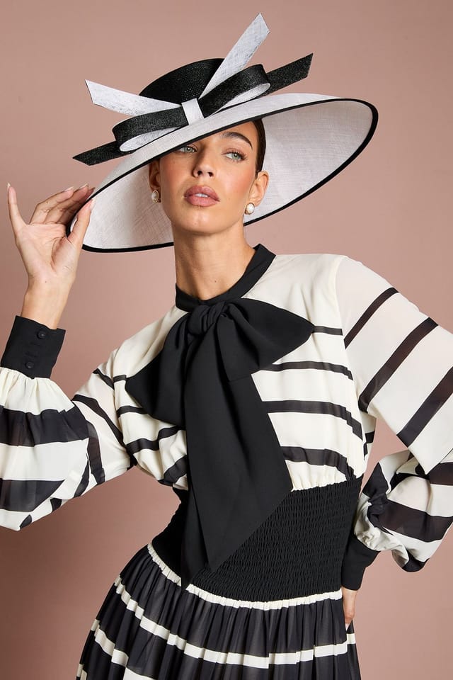 Coast Coast Women's Lisa Tan Bow Detail Wide Brim Hat in Mono - 2