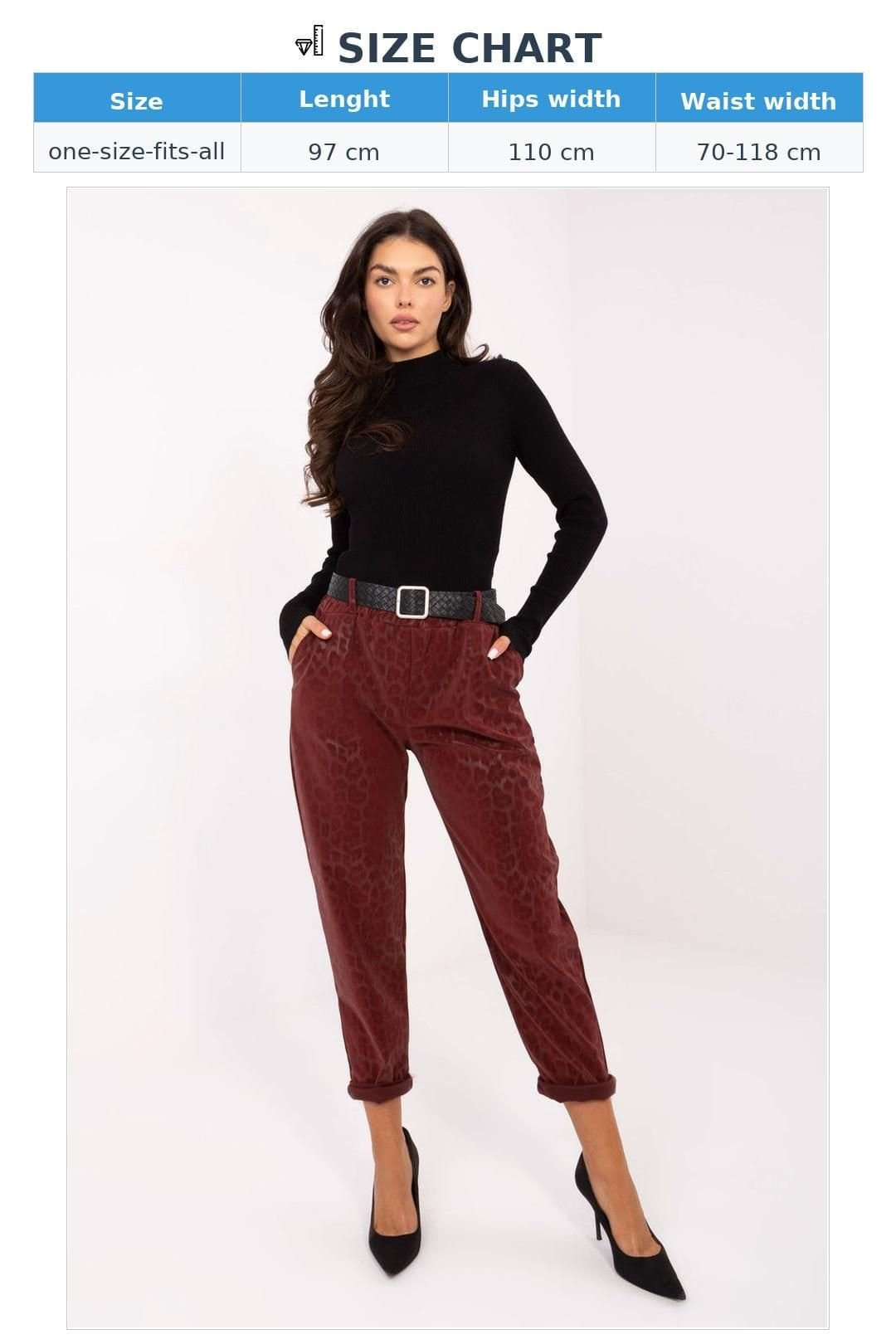 Love Lace Love Lace Women's Leopard Print Faux Leather Taper Pants in Burgundy - 4