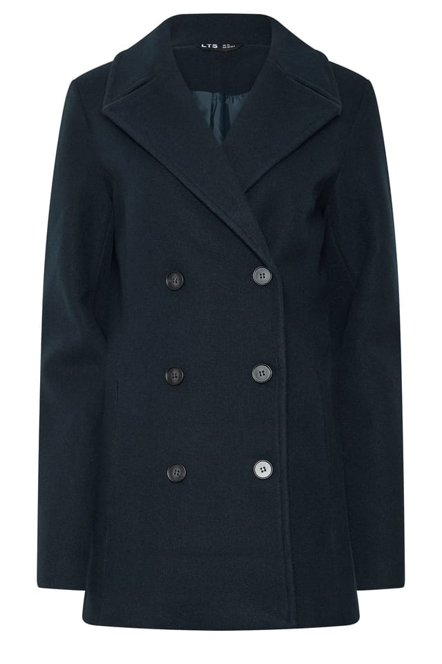 Long Tall Sally Long Tall Sally Women's Tall Longline Button Coat in Dark Navy - 2