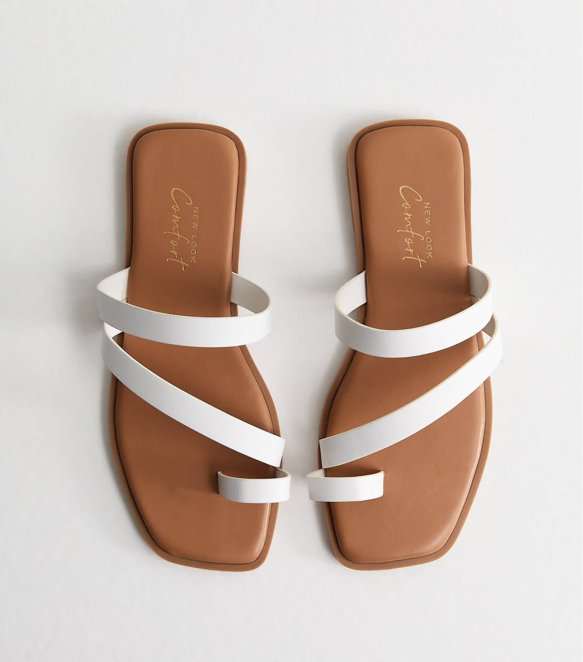 New Look New Look White Faux Leather Multi Strap Toe Post Sandals