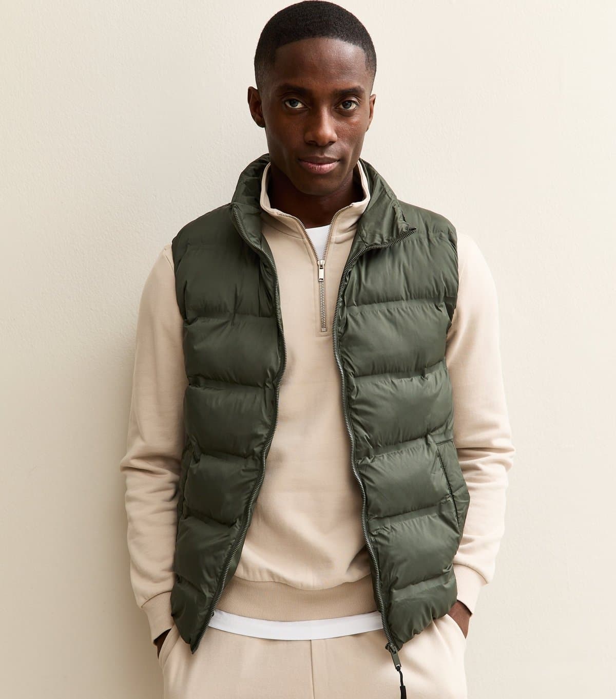 Only and Sons Men's Dark Green Regular Puffer Gilet Only and Sons New Look