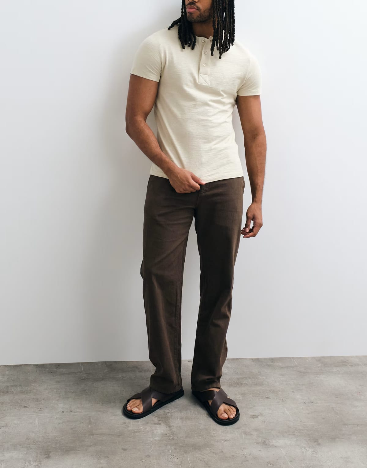 ASOS Mango relaxed trouser in brown - 1