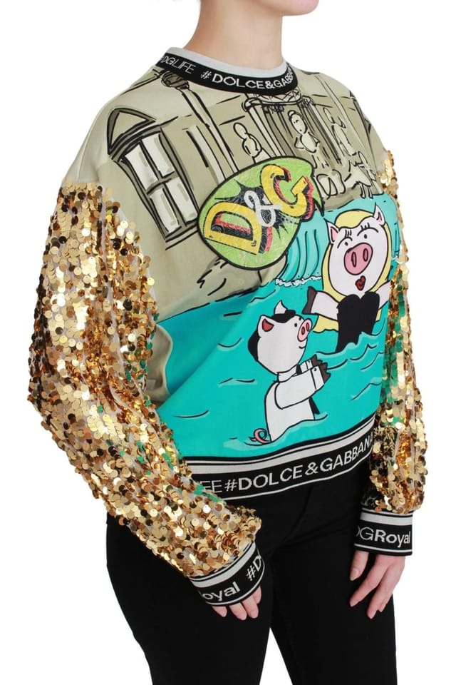 Dolce & Gabbana Dolce & Gabbana Women's Year of the Pig Sequined Top Sweater - 2