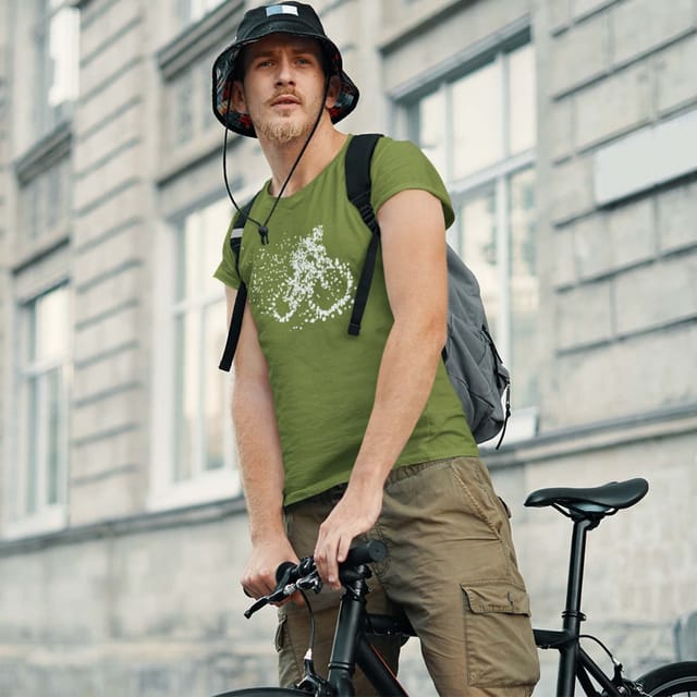Bad Zebedee Bad Zebedee Men's Particle Dot Cyclist T-Shirt in Khaki - 2