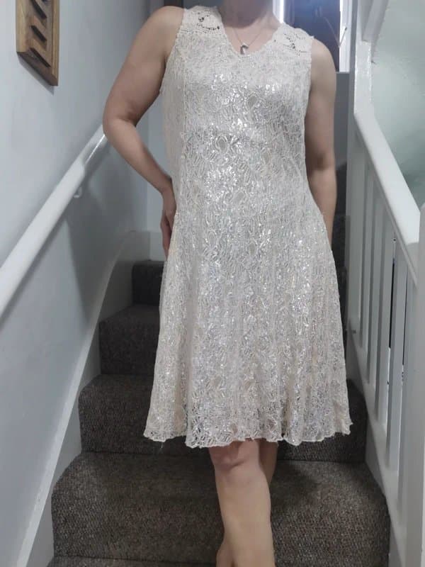Together Together champagne lace sequin occasion dress UK 10