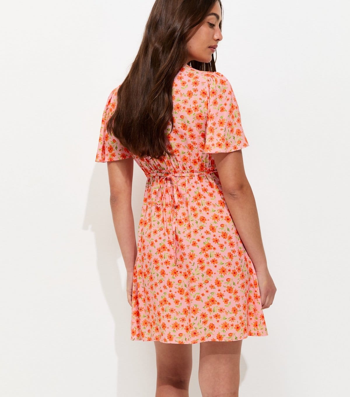 New Look Women's Orange Floral Flutter Sleeve Mini Dress New Look - 4