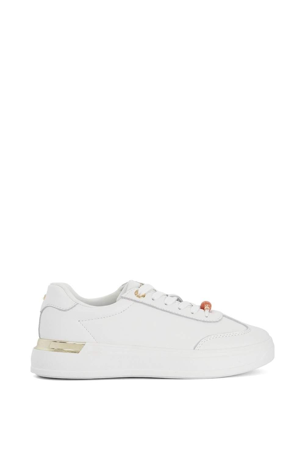 Dune London Dune London White Leather Trainers with Gold Accents