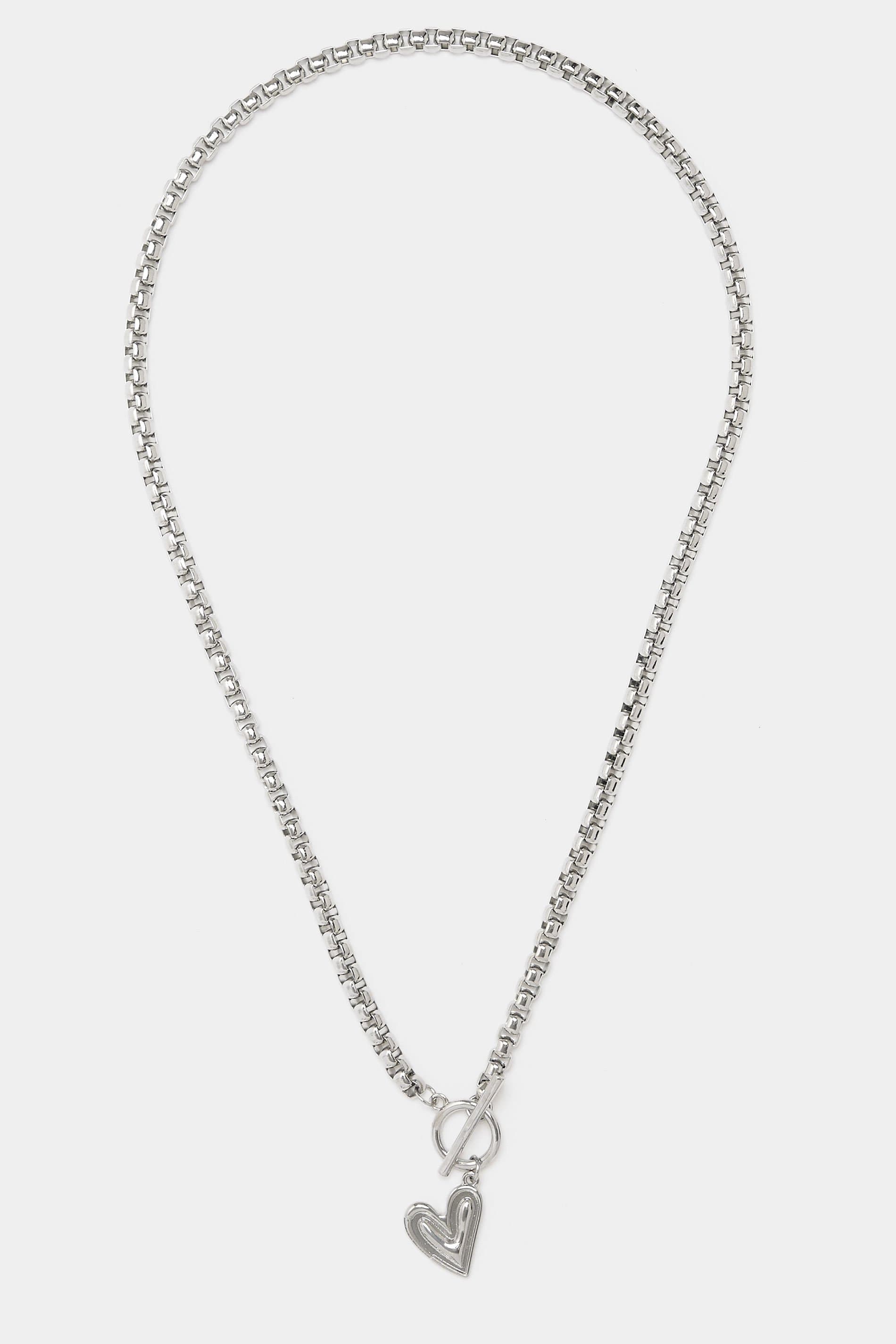 Yours Silver Tone Heart Tbar Necklace