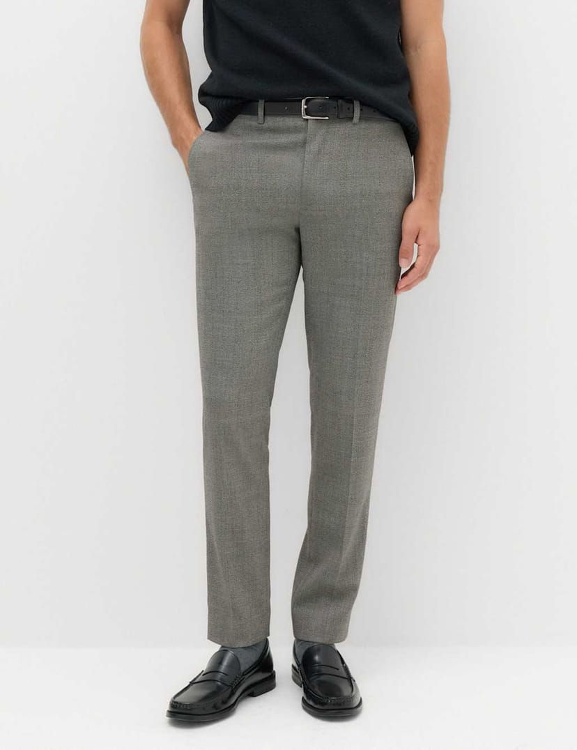 Marks & Spencer M&S Slim Fit Wool Blend Suit Trousers Charcoal Mix - 1