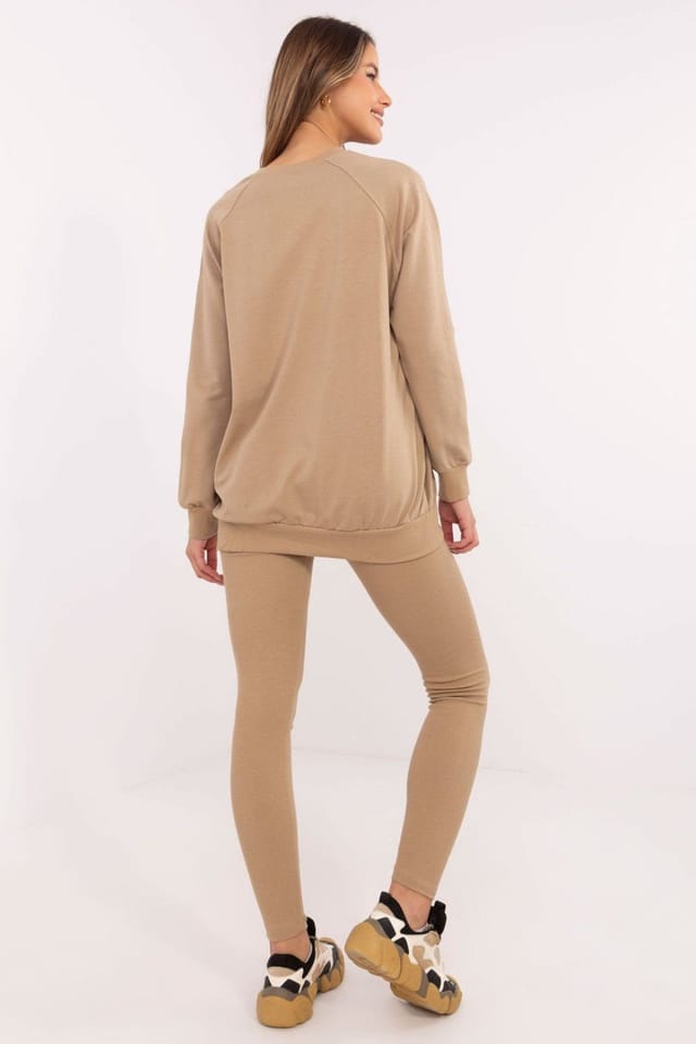 Love Lace Love Lace Women's Cotton Blend Sweatshirt & Leggings Set in Beige - 3