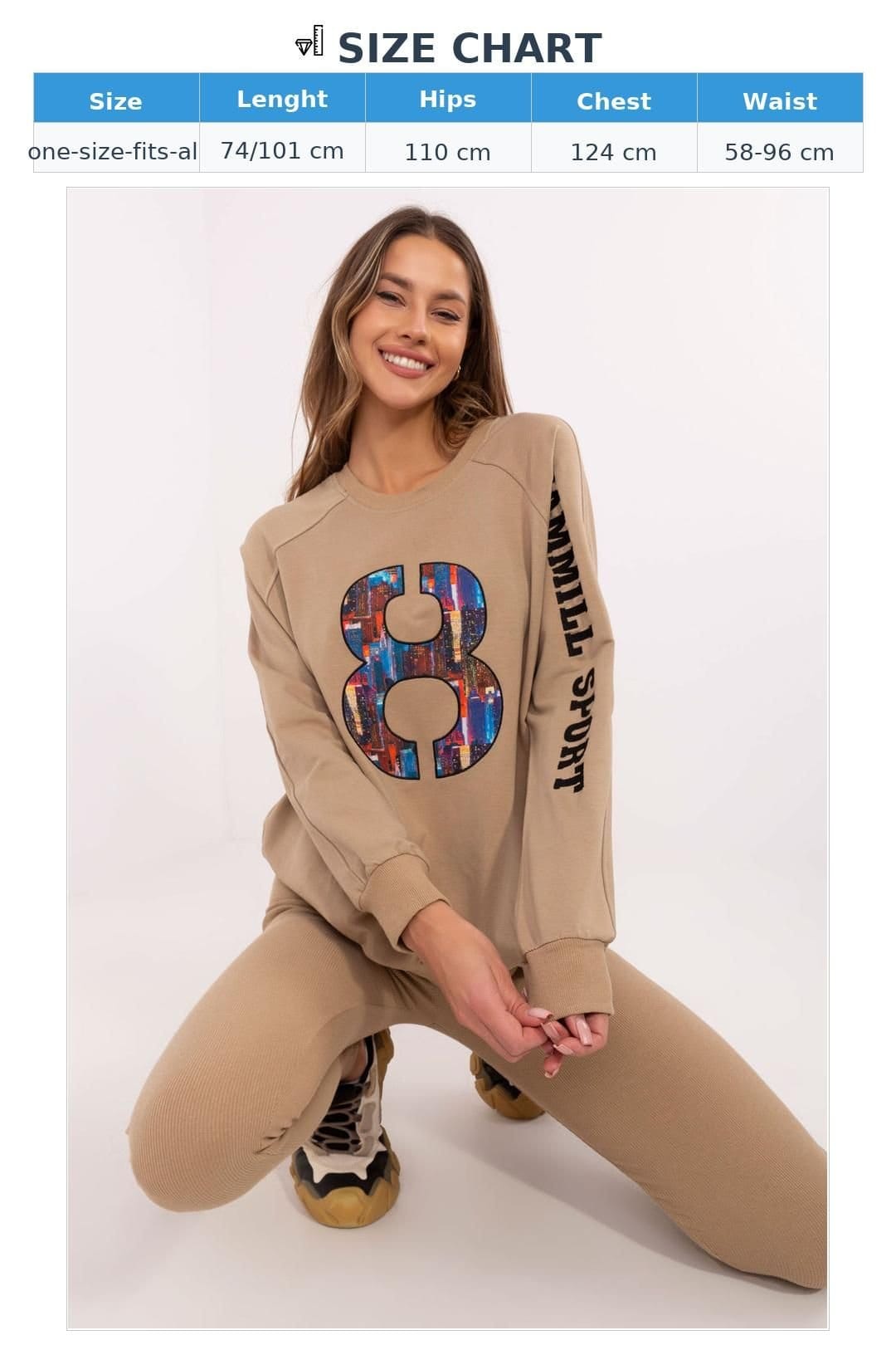 Love Lace Love Lace Women's Cotton Blend Sweatshirt & Leggings Set in Beige - 4