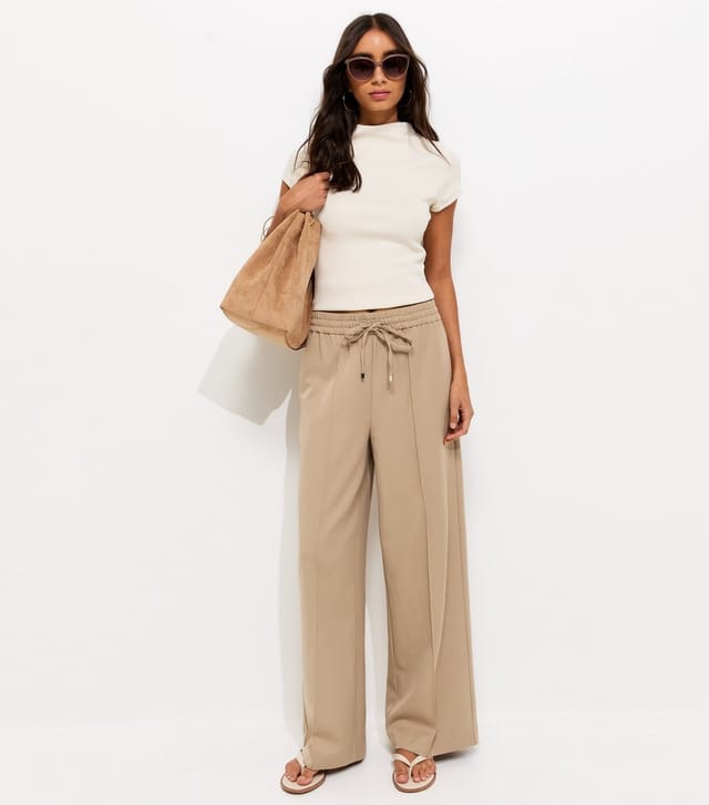 New Look Women's Camel Wide Leg Drawstring Trousers New Look - 3