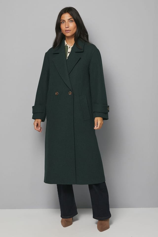 Wallis Wallis Women's Double Breasted Car Coat in Green - 2