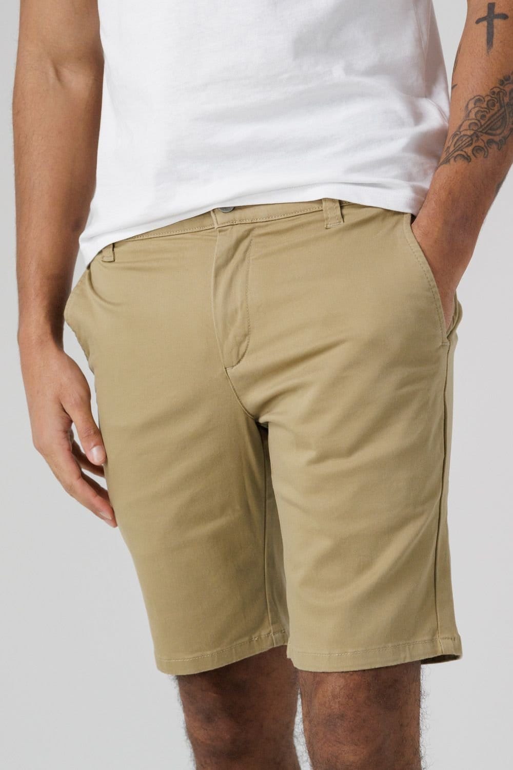 Monkee Genes Monkee Genes Men's Slim Fit Chino Shorts in Beige - 4