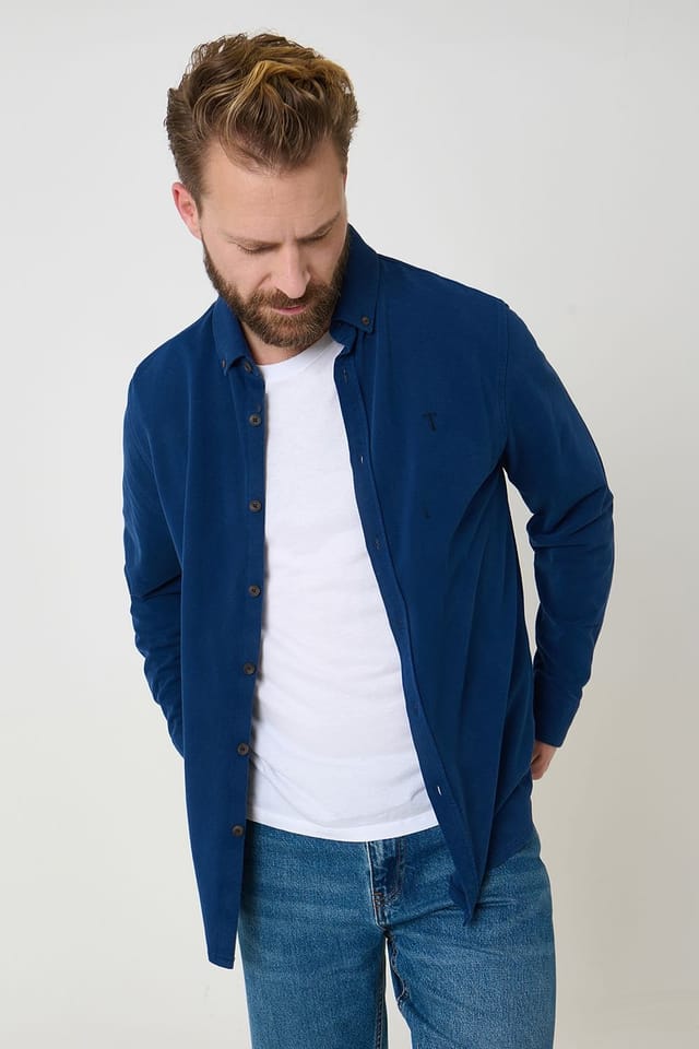 Saltwell Saltwell Men's Dyed Cotton Long Sleeve Shirt in Indigo - 3
