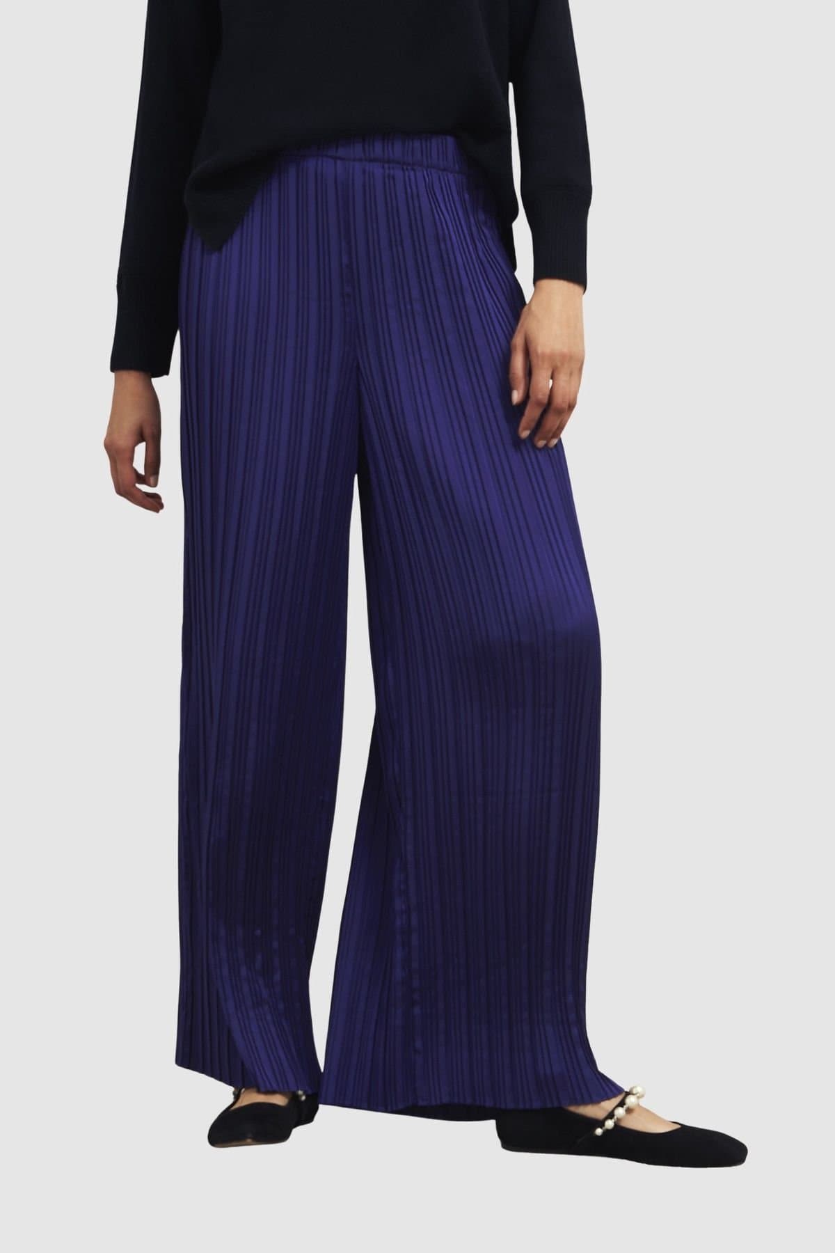 Hobbs London Hobbs London Indigo Pleated Wide-Leg Trousers