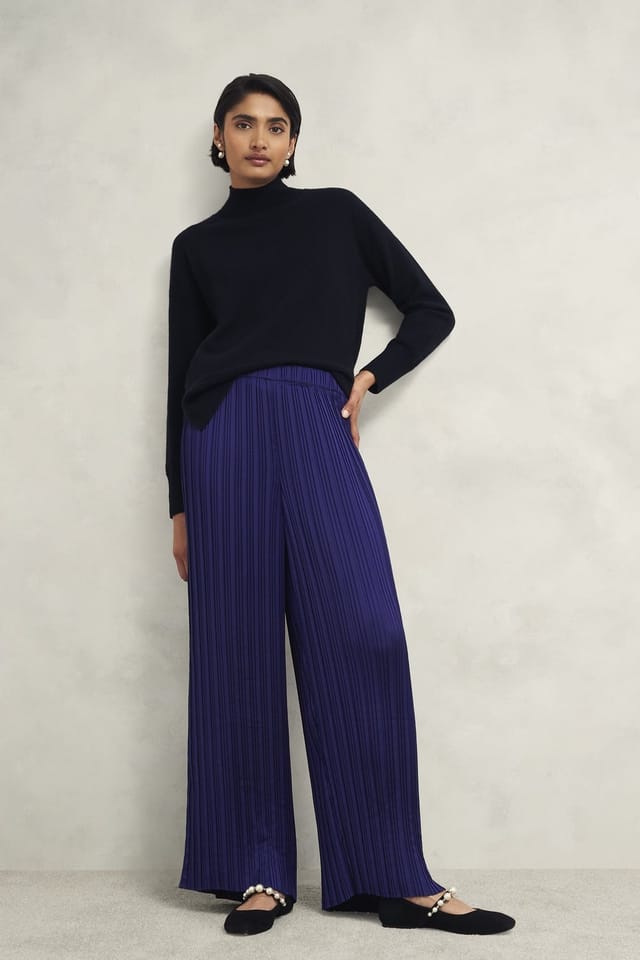 Hobbs London Hobbs London Women's Orla Pleated Trousers in Indigo - 3