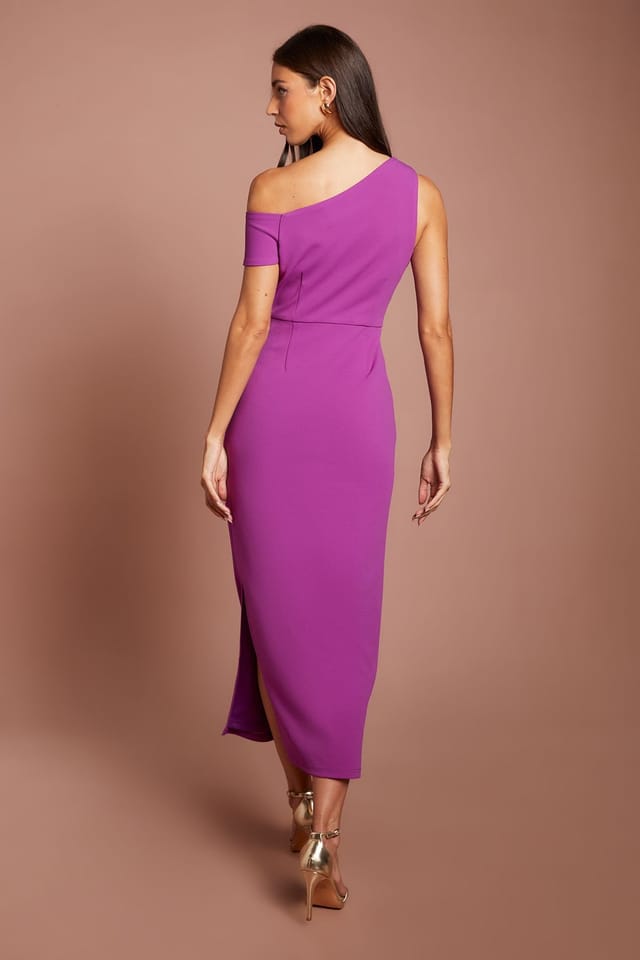 Coast Coast Women's Drape Shoulder & Waist Midi Dress in Purple - 3