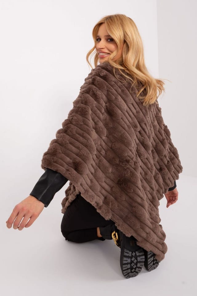 Love Lace Love Lace Women's Textured Polyester Casual Poncho with Lining in Brown - 3