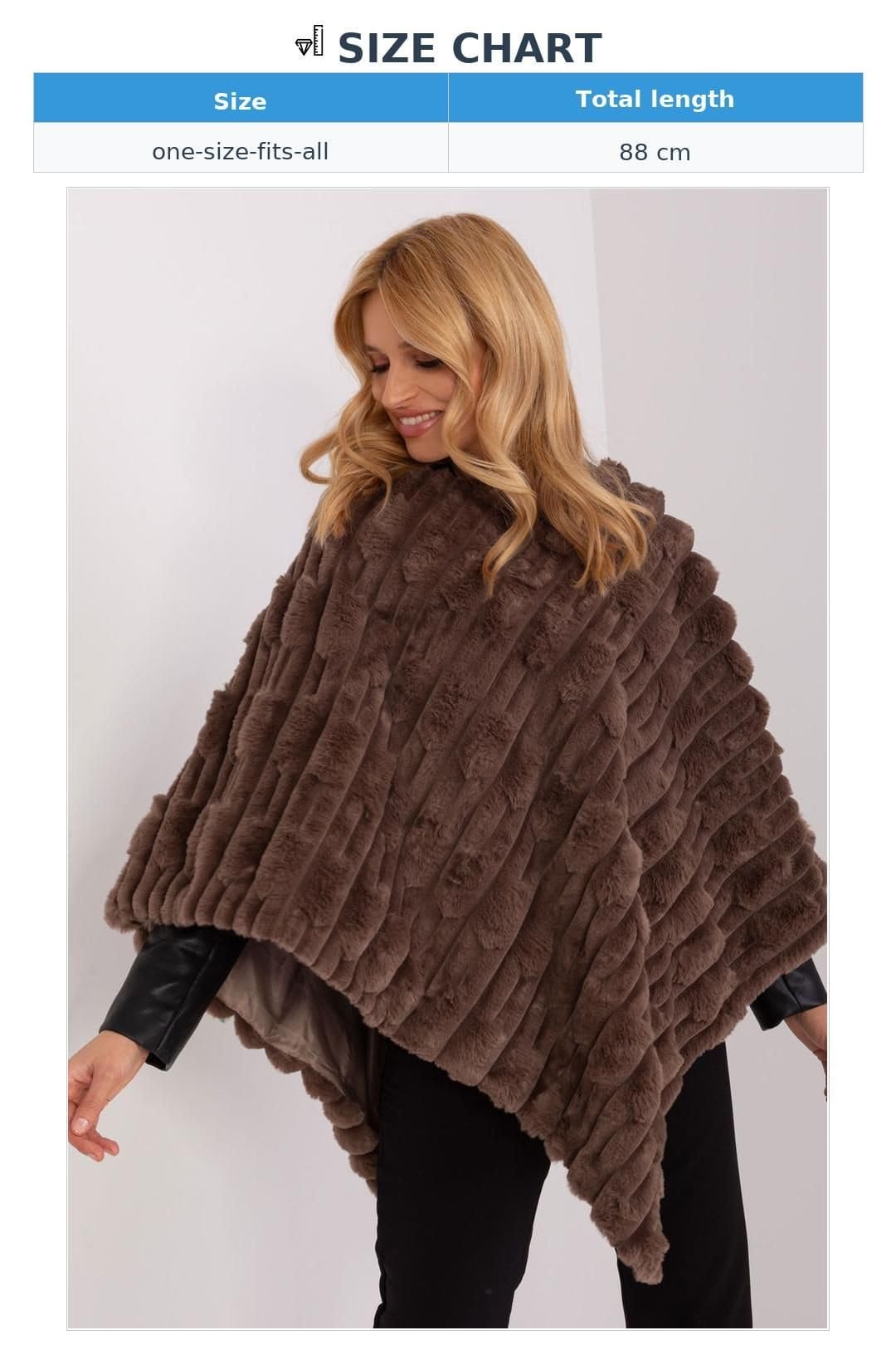 Love Lace Love Lace Women's Textured Polyester Casual Poncho with Lining in Brown - 4
