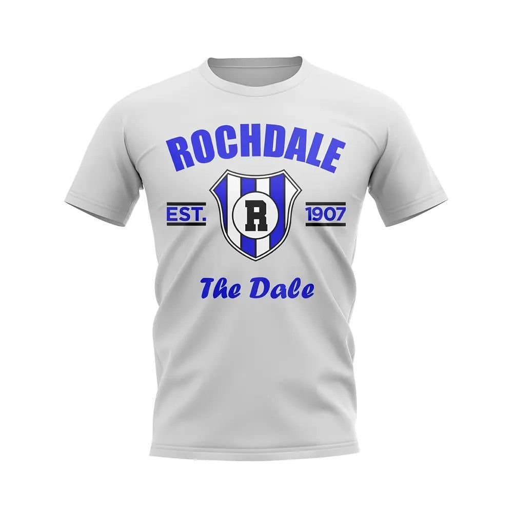 Rochdale Rochdale Men's Personalised Established Football T-Shirt in White