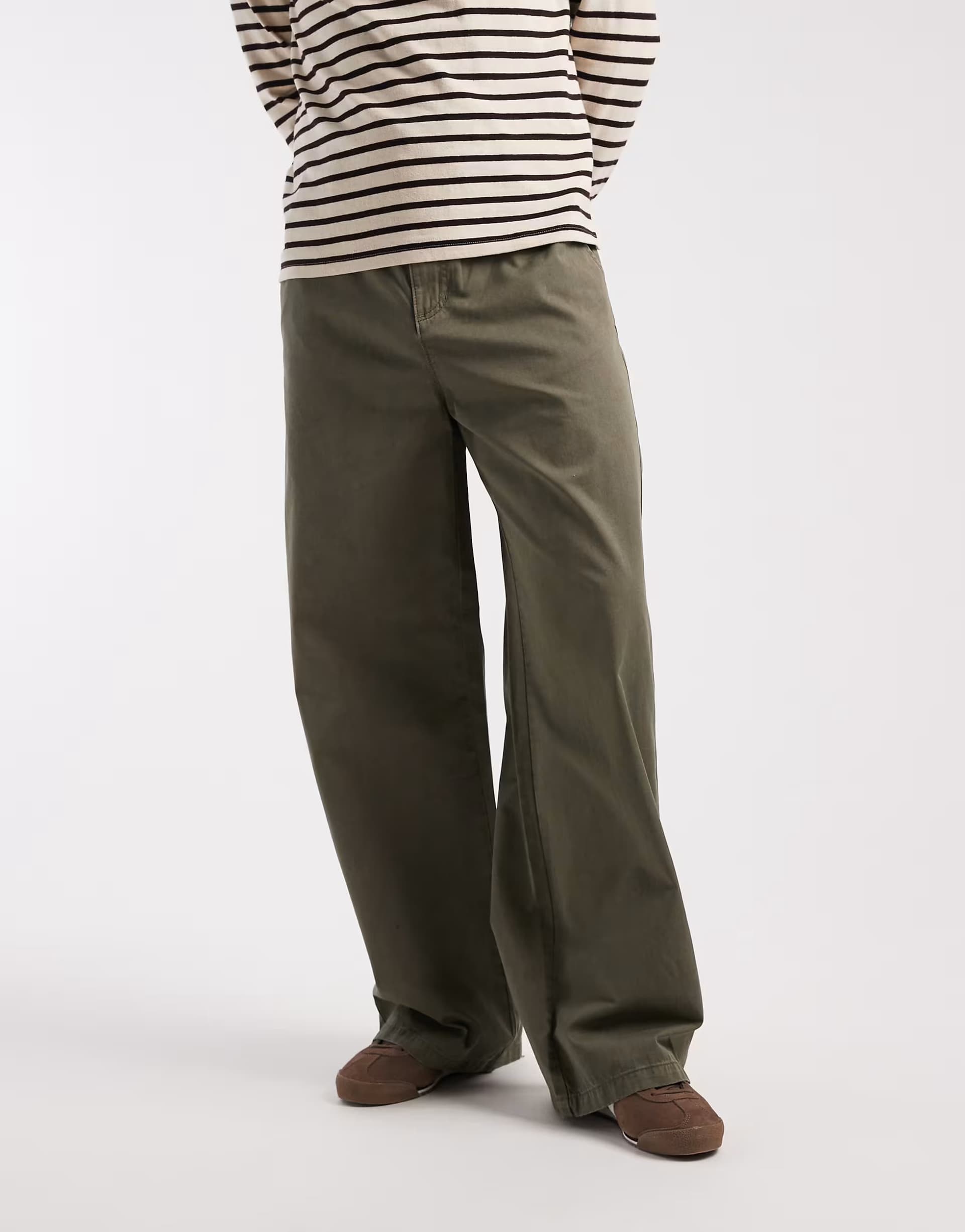 ASOS Cotton On super baggy track pant in military green