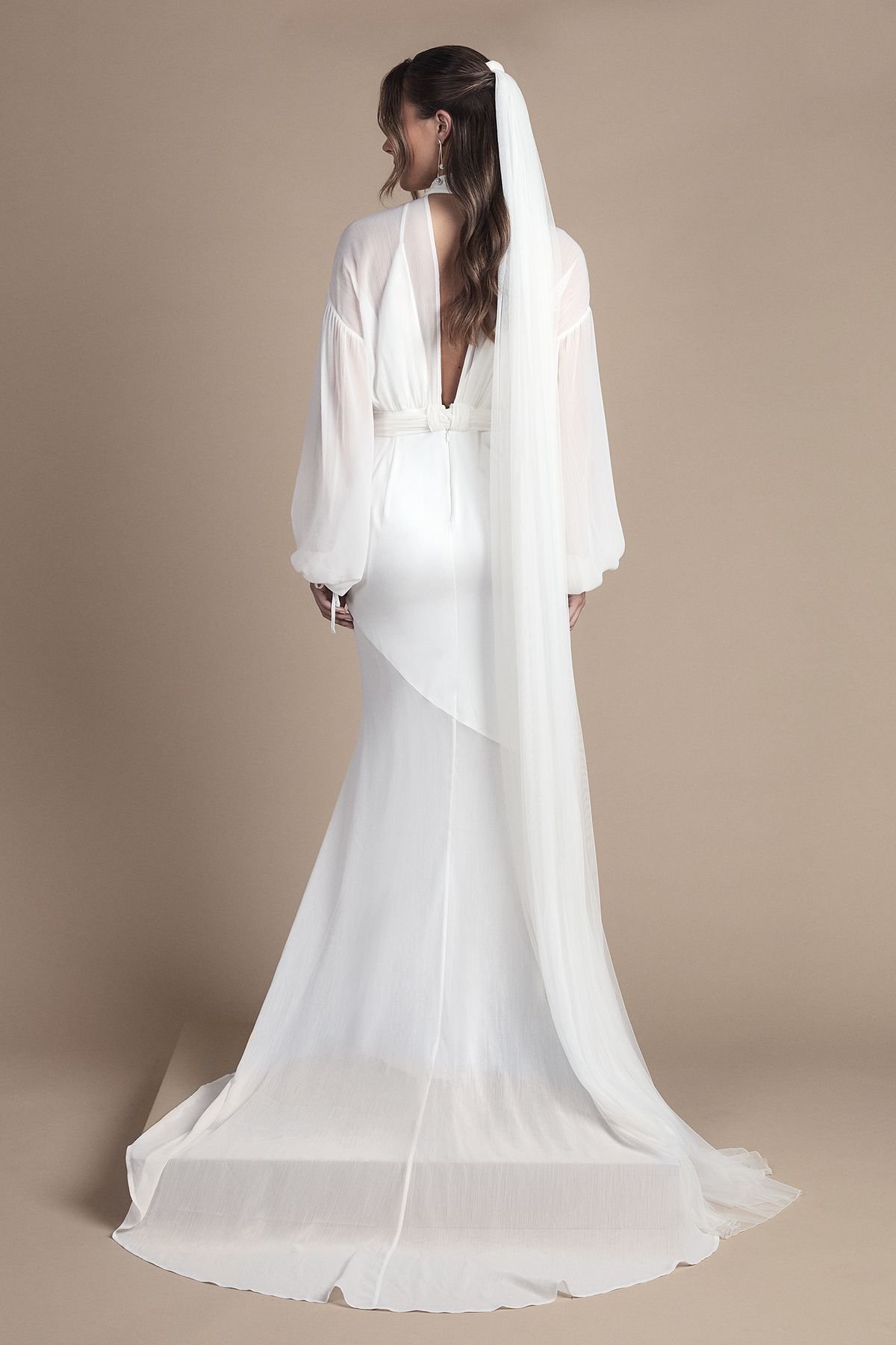 Coast Coast Women's Chiffon Overlay Bohemian Long Sleeve Maxi Wedding Dress in Ivory - 3
