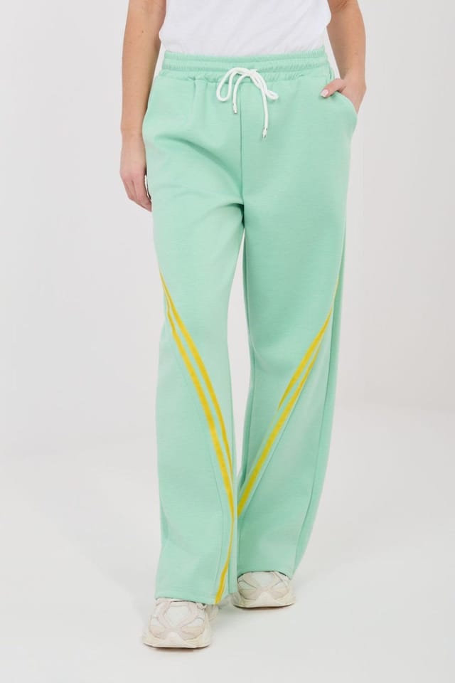 Love Lace Love Lace Women's Track Stripe Sweatpants Trousers in Green - 2