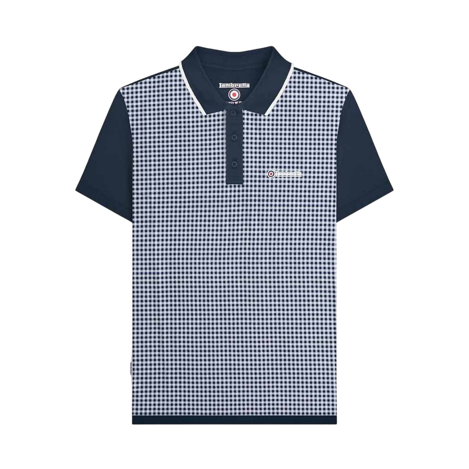 Lambretta Lambretta Men's Gingham Polo Shirt in Navy