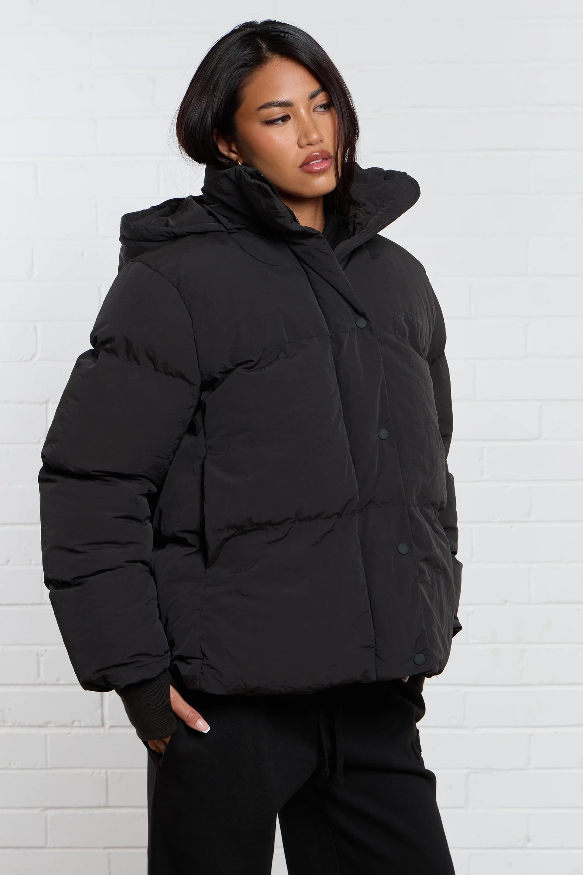 Kaiia Kaiia Studio Logo Oversized Puffer Coat Black