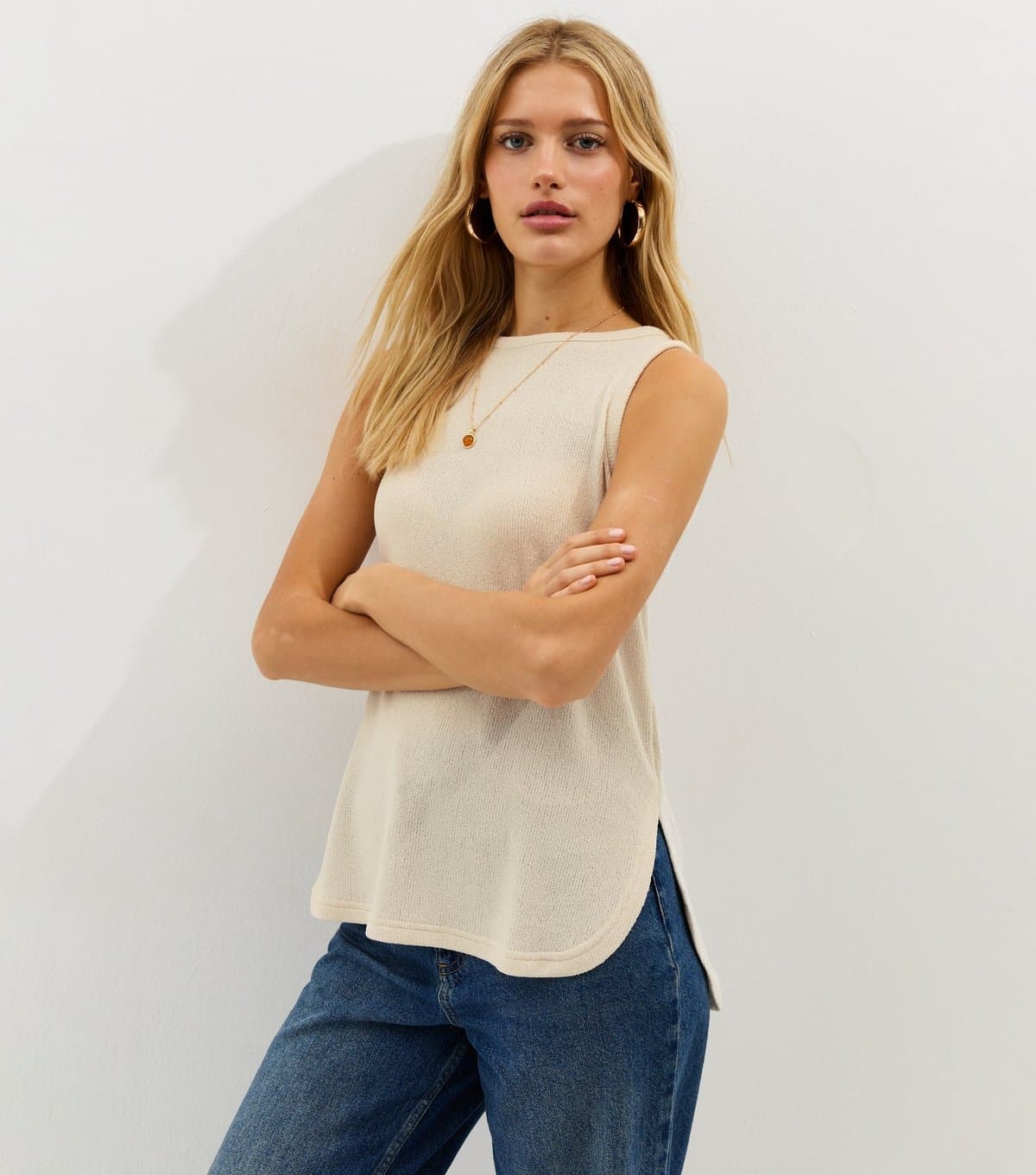 New Look New Look Cream Textured Soft Touch Vest Top