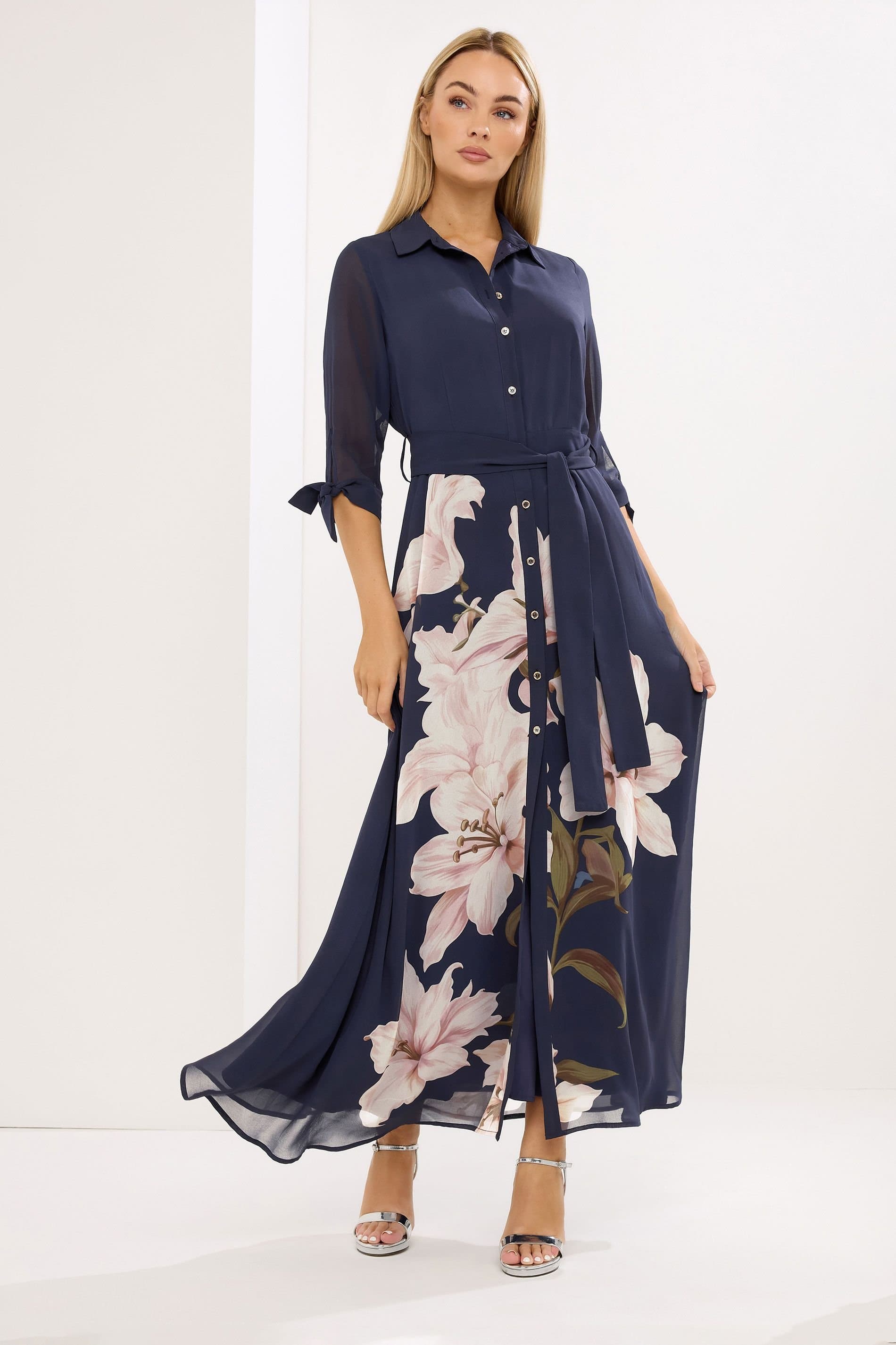 Star By Julien Macdonald Star by Julien Macdonald Women's Floral Print Shirt Dress in Dark Navy