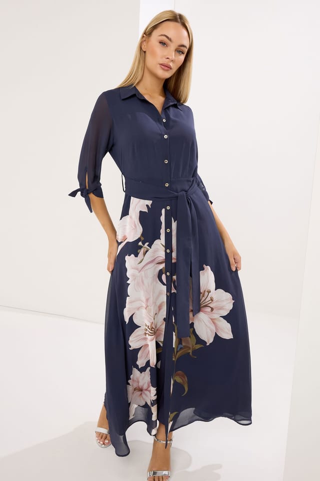 Star By Julien Macdonald Star by Julien Macdonald Women's Floral Print Shirt Dress in Dark Navy - 3
