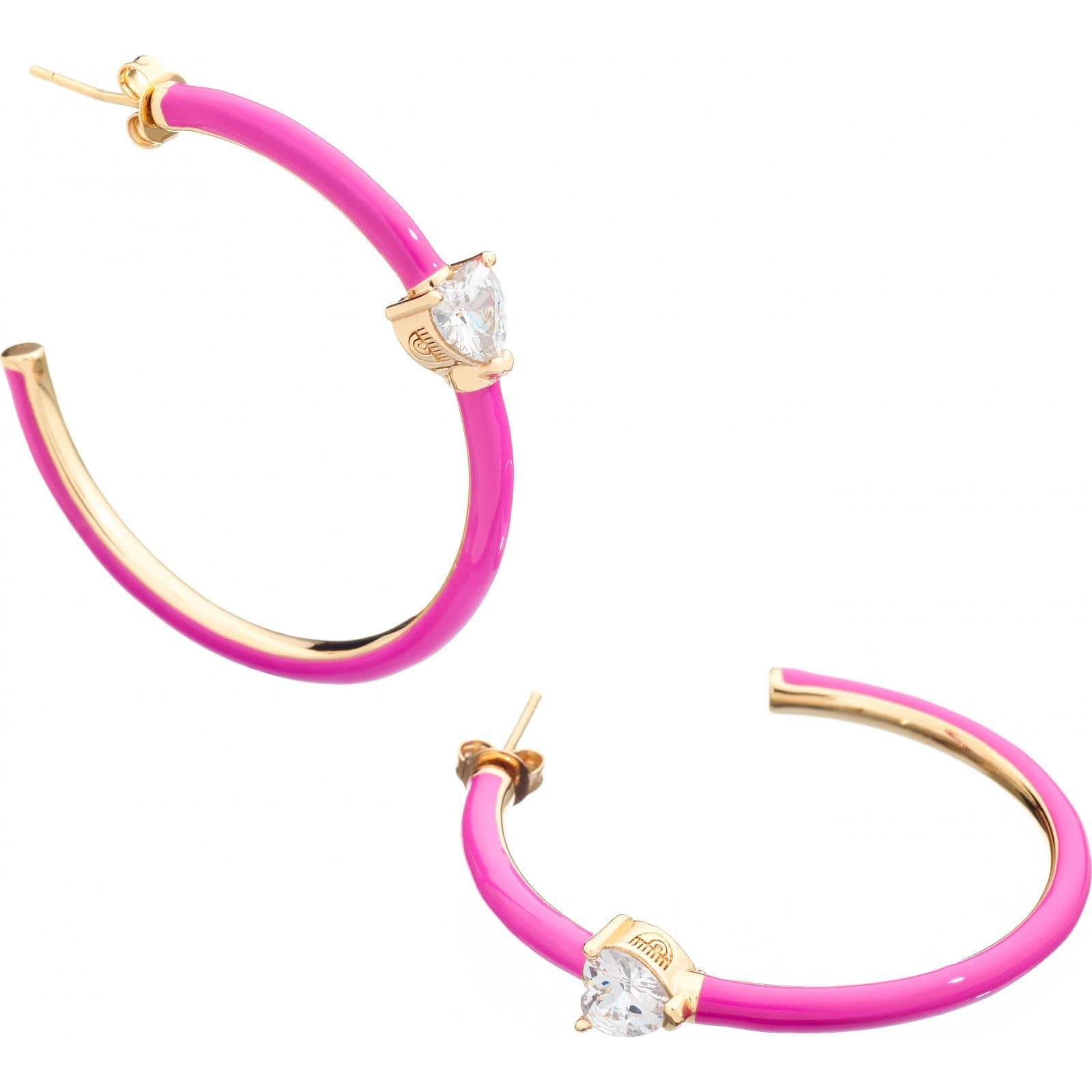 Chiara Ferragni Chiara Ferragni Pink Hoop Earrings with Crystals