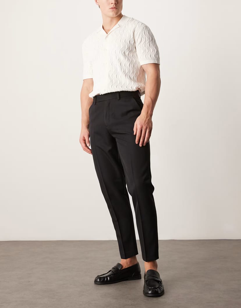 ASOS ASOS DESIGN smart tapered fit trousers in black - 1