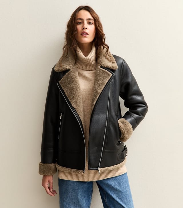 New Look Women's Black Faux Shearling Jacket New Look - 2