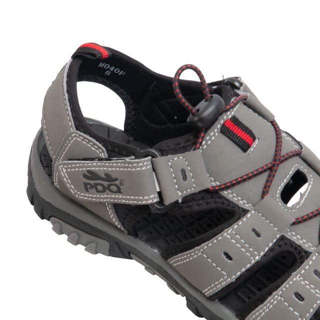 PDQ PDQ Men's Toggle & Touch Fastening Synthetic Nubuck Trail Sandals in Grey - 3