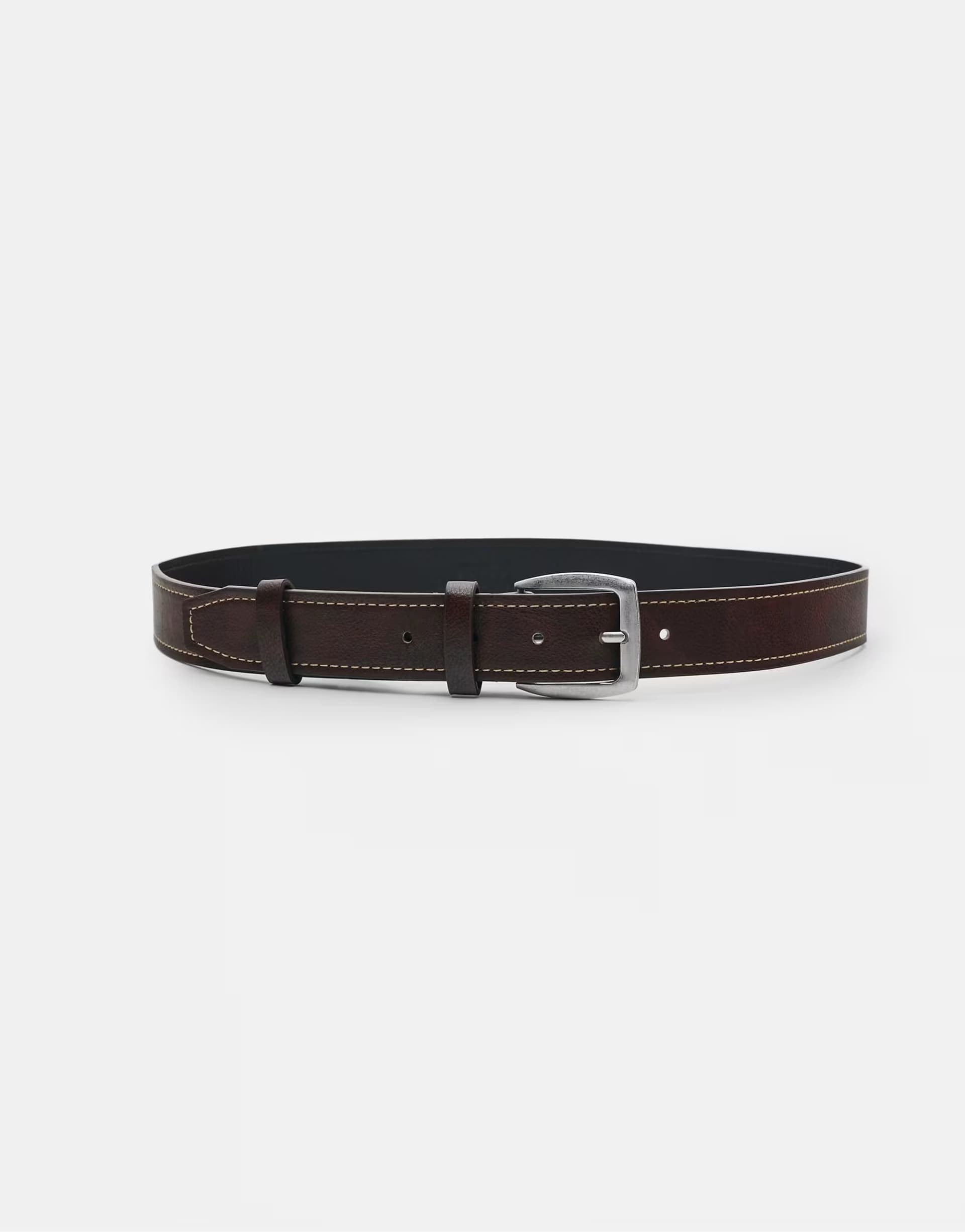 ASOS Pull&Bear Leather effect belt with seams in brown