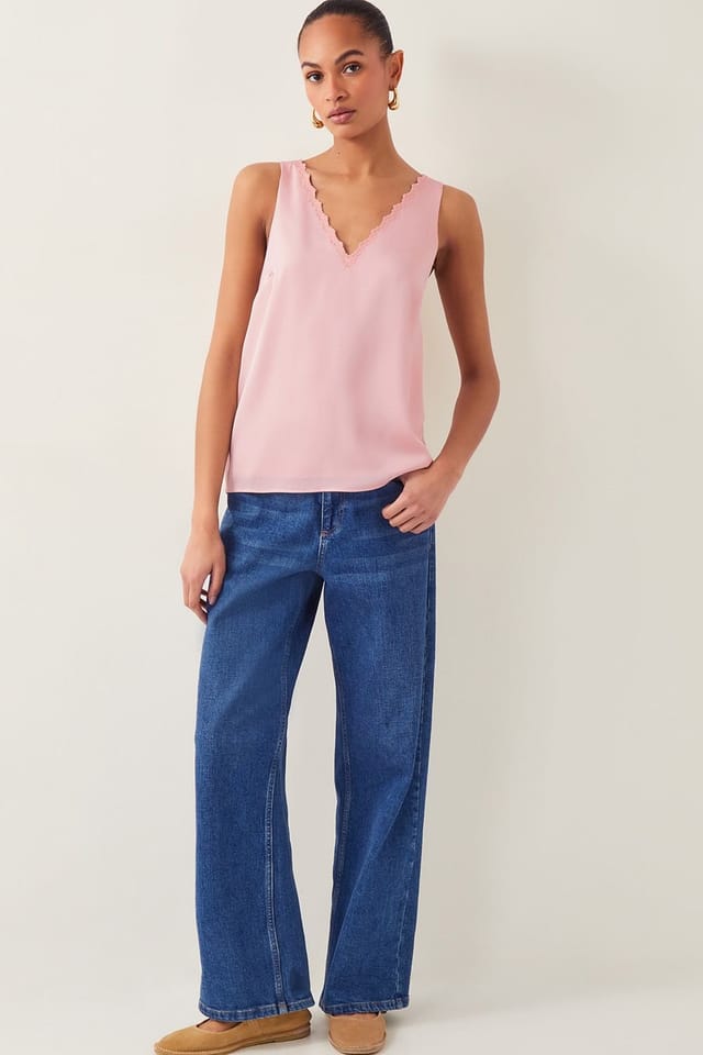 Monsoon Monsoon Women's Heidi Satin Cami Top Ivory in Pink - 2