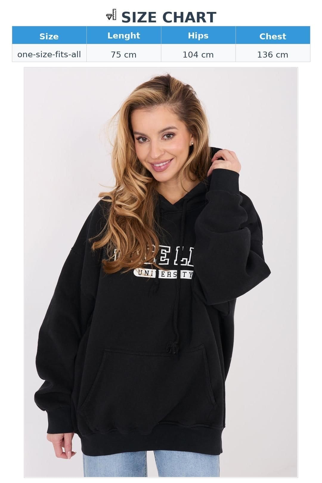 Love Lace Love Lace Women's Cozy Cotton Hooded Sweatshirt with Lettering in Black - 4