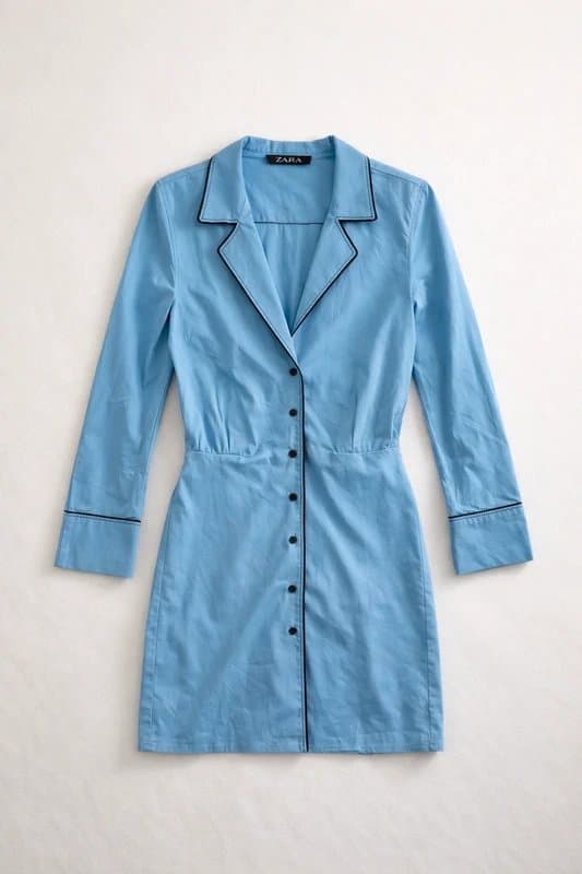 Zara Zara Blue Blazer Shirt Dress Tailored Mini NWT Eur XS Structured Chic