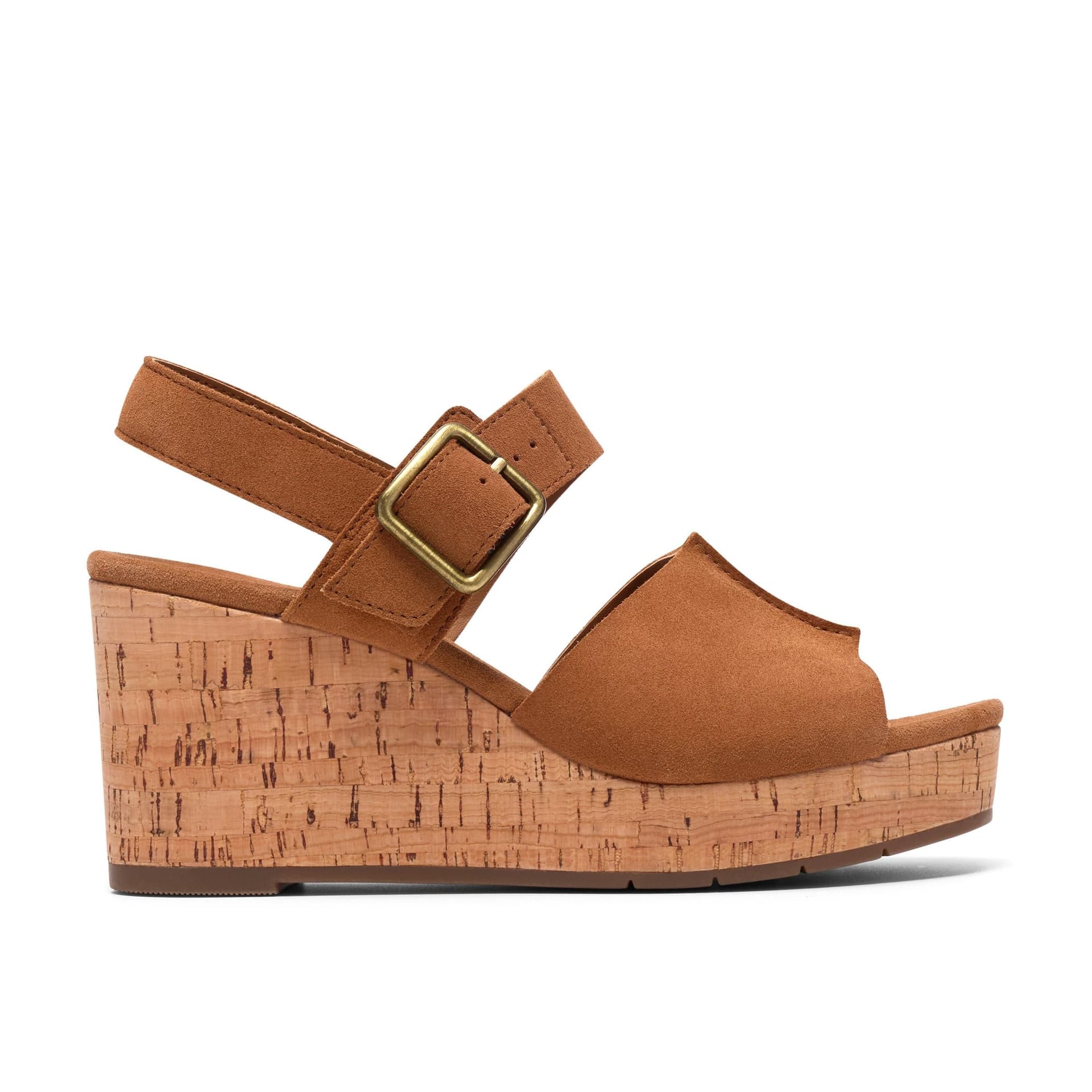 Clarks Clarks Women's Sabina Dream Tan Suede Wedge Sandals In Brown
